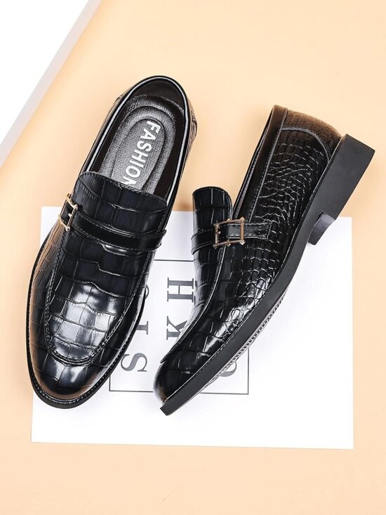 Men\'s Vintage Crocodile Print Slip-On Dress Loafers | Formal Leather Oxford main image 9